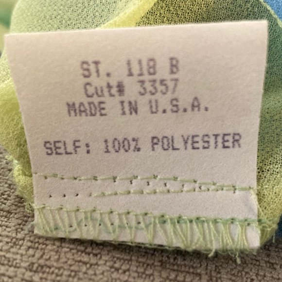 Boutique Geary Roark Kamisato Sleeveless Dress blue/lime green w/scarf - Size 10 - Picture 11 of 13